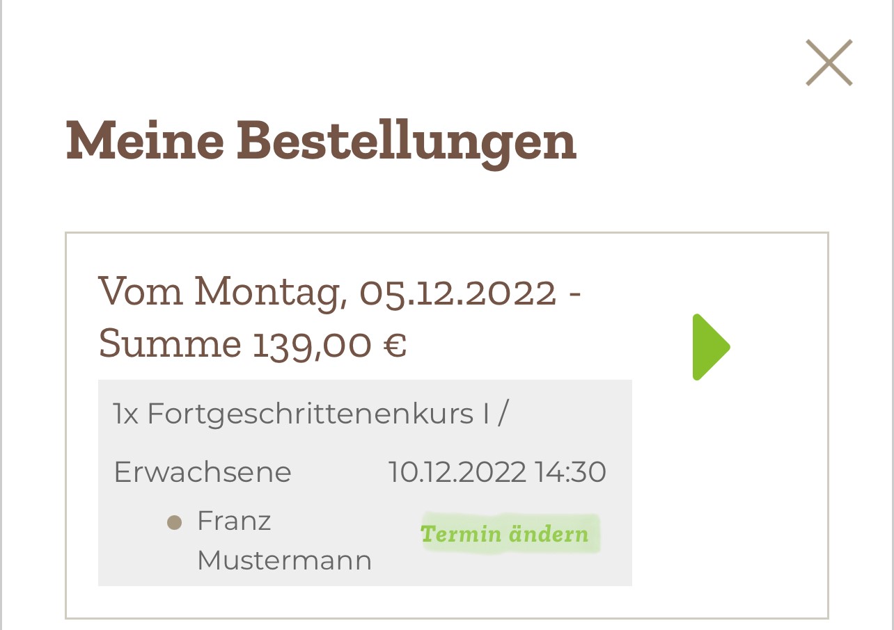 Kann ich einen Kurs umbuchen oder stornieren? Alpenpark Neuss